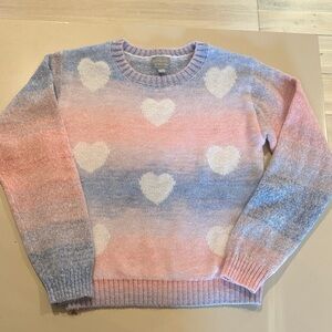 Charming Heart Pattern Sweater in Pink and Blue